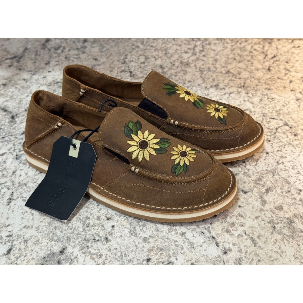 Rank 45 Sunflower Loafers Women 9 Tan New Embroidered Leather Slip On Shoes